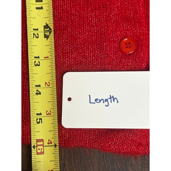 DÔEN Red Puff Sleeve Anisa Alpaca Wool Cardigan Size XS - Picture 9 of 9